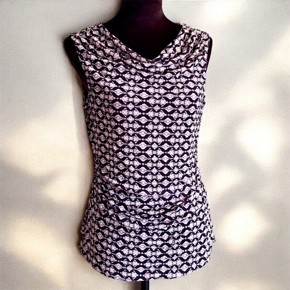 Diamond Pattern Cowl Neck Sleeveless Top